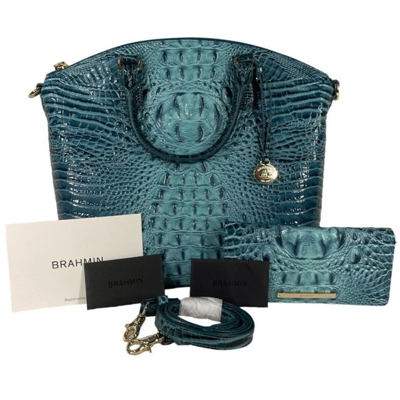 Brahmin Bottle Blue Ombre Melbourne Duxbury With Ady Wallet Set NWT